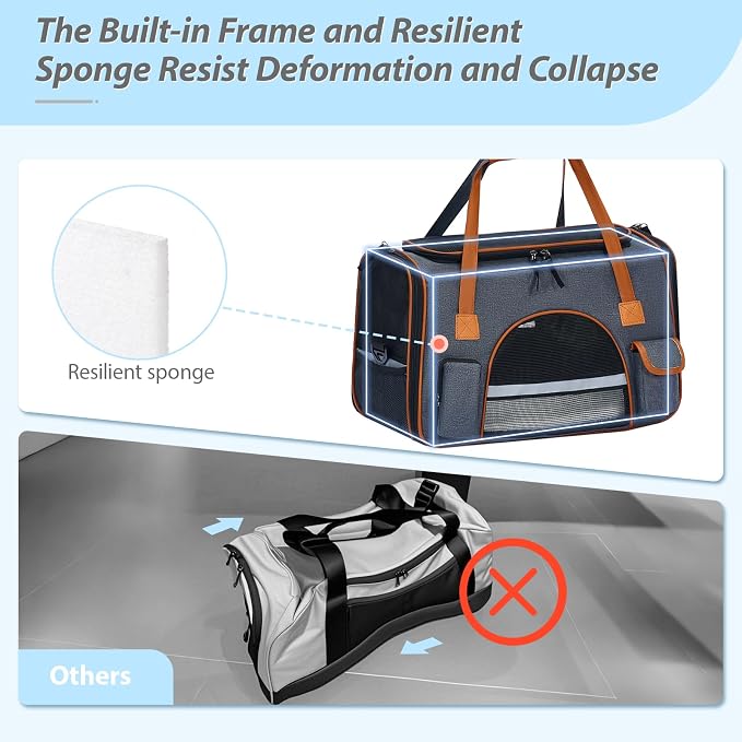 Pesen 20x12x11 Inches Cat Carrier– Fits Pets Up to 28 lbs, Anti-Collapse Design - Image 5