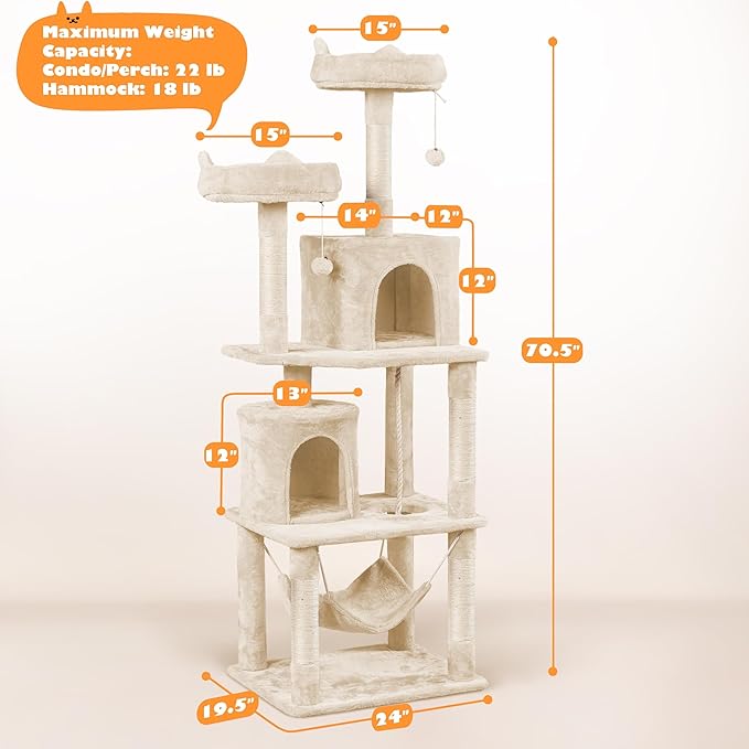 Yaheetech Cat Tower, 70.5in Cat Tree - Image 9