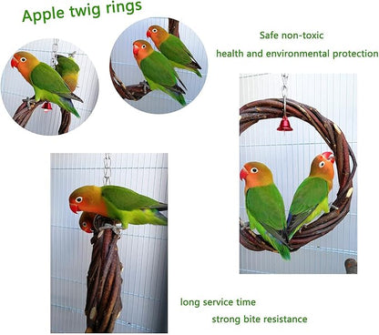 kathson 8PCS Wood Bird Perch Natural Parakeet Perches Bird Swing Chew Toys - Image 3