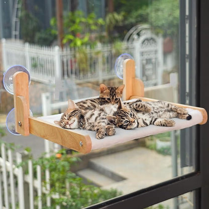 Cat Window Perch with Wooden Frame – Aloxina Foldable Cat Hammock Bed - Image 8