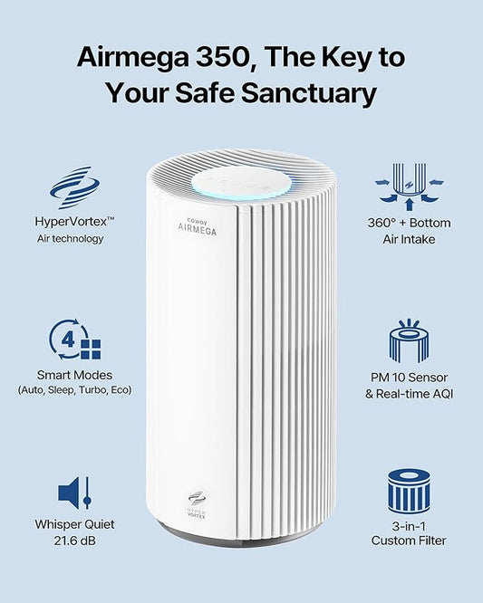 COWAY Air Purifier for Large Room Whole Home Up to 2, 640 ft², HEPA Filter for - Image 2