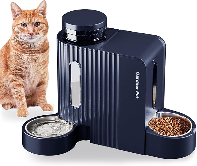 Gardner Pet Automatic Gravity Cat Food Feeder and Water Dispenser Stainless by GardnerPet