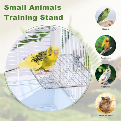 Stainless Steel Bird Perch for Cage, Open-Grid Easy Clean Parrot Perch Stand - Image 7