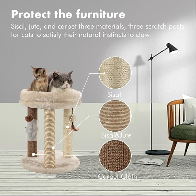 MECOOL 4in1 Small Cat Tree, Scratching Post - Image 3