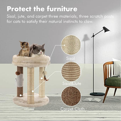 MECOOL 4in1 Small Cat Tree, Scratching Post - Image 3