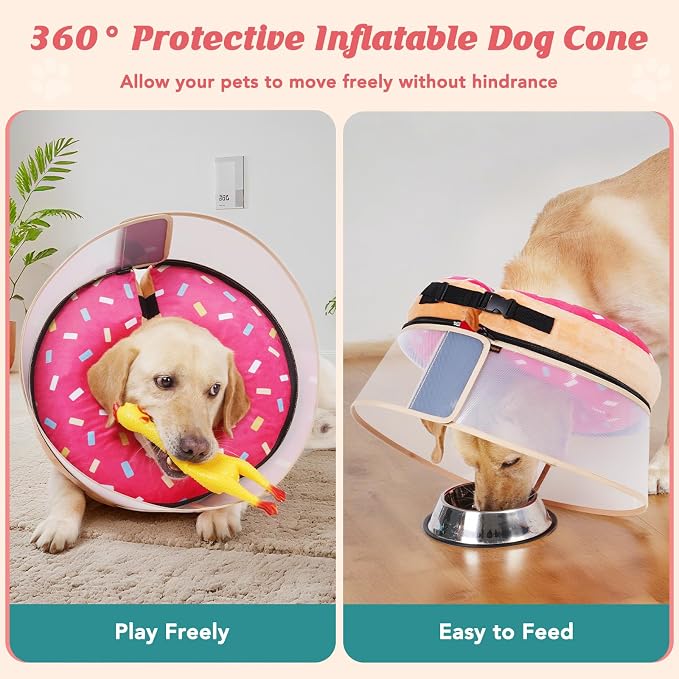 Inflatable Dog Cone with Anti-Licking Clear Shield, Protective Dog Donut Collar - Image 5