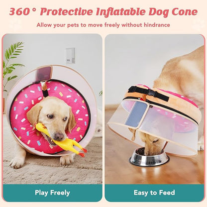 Inflatable Dog Cone with Anti-Licking Clear Shield, Protective Dog Donut Collar - Image 5