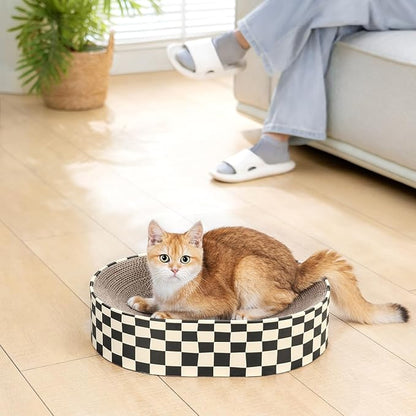 Cat Scratcher Cardboard, 2-in-1 Oval Scratching Pad & Lounge Bed, High-Density - Image 8