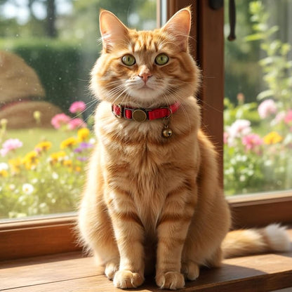 Red Cat Collar, Breakaway Leather Cat Collar Adjustable Red Kitten Collars - Image 7