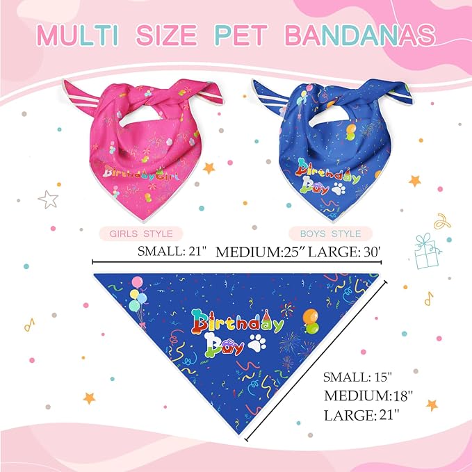 Birthday Dog Bandanas Boy, Cat Dogs Triangle Pet Scarves - Image 2