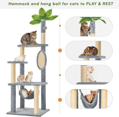 Cat Tree for Indoor Cats, 55 Inch Cat Tower - Image 5