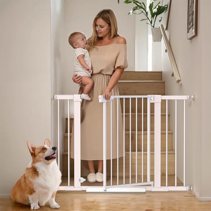 Mumeasy 29.6-46" Baby Gate for Stairs, Pressure Mounted Dog Gate for Doorways by Mumeasy-FocusonBabyPetSafetyGate