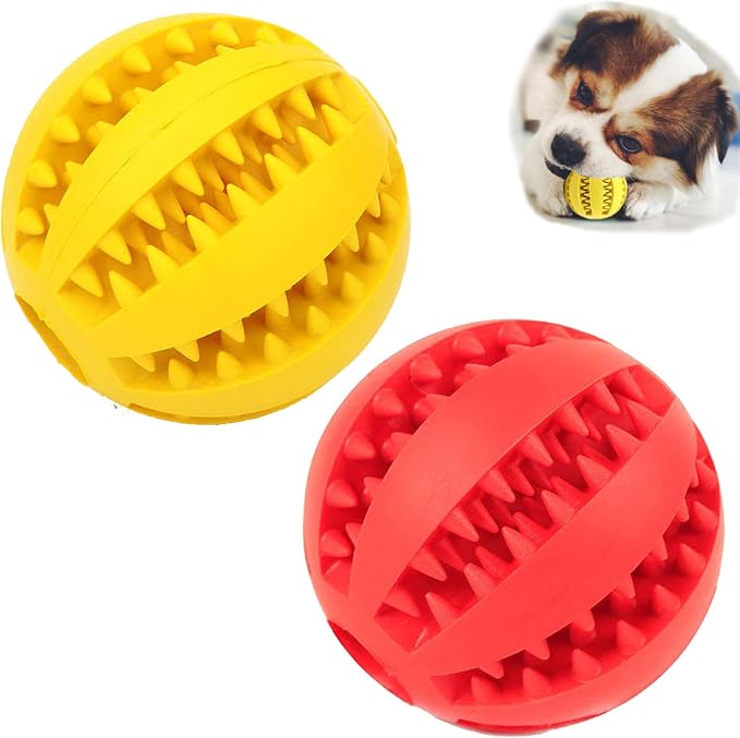 Sunglow 2 Pack Dog Toy Ball，Nontoxic Bite Resistant Teething Toys Balls by Sunglow