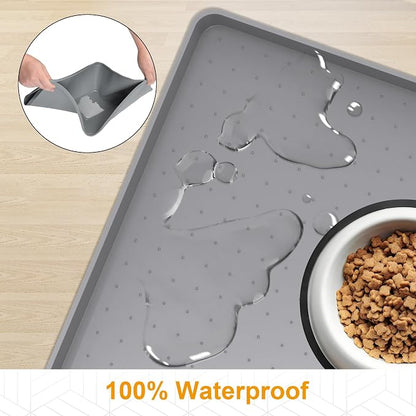 Mofason Pet Food Mat Waterproof Dog Mat 24”x16” Large – 0.5” inch Raised Edge - Image 3