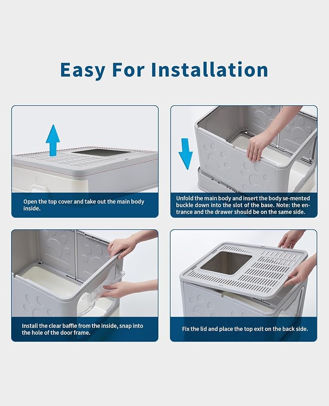 Cat Litter Box with Litter Mat and Scoop, Large Covered Litter Box with Lid - Image 6