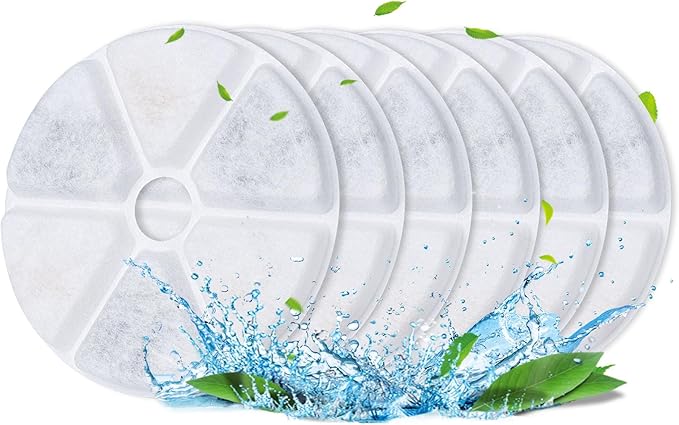 Cat Water Fountain Filters, 6 Pieces Triple Filtration System Replacement by BOORCA