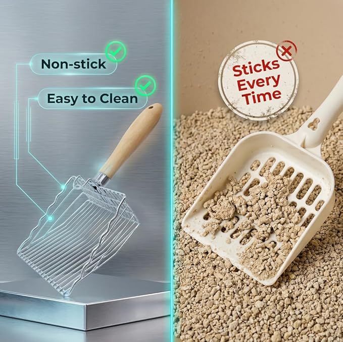 2 Pack Metal Cat Litter Scoops, Heavy-Duty Kitty Scooper - Image 6