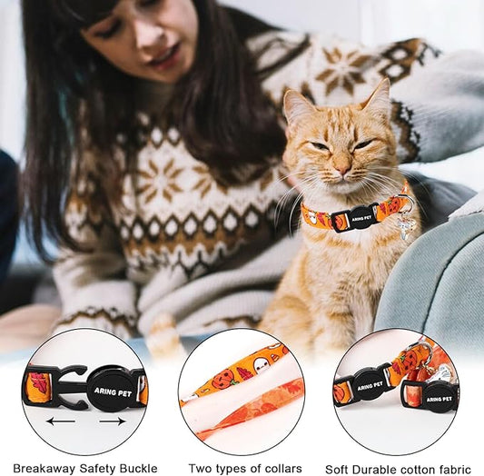 ARING PET 2 Pack Fall Cat Collars-Cute Cat Collar Breakaway - Image 2