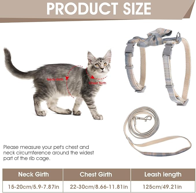 TIESOME Cat Harness and Leash Set, Adjustable Gradient Kitten Harness Escape - Image 2
