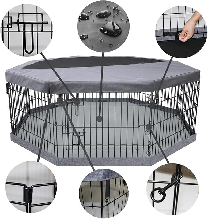 PETIME Foldable Metal Dog Exercise Pen/Pet Puppy Playpen Kennels Yard Fence - Image 2