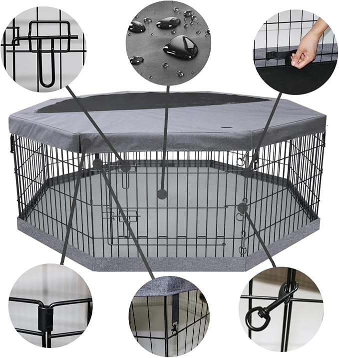 PETIME Foldable Metal Dog Exercise Pen/Pet Puppy Playpen Kennels Yard Fence - Image 2