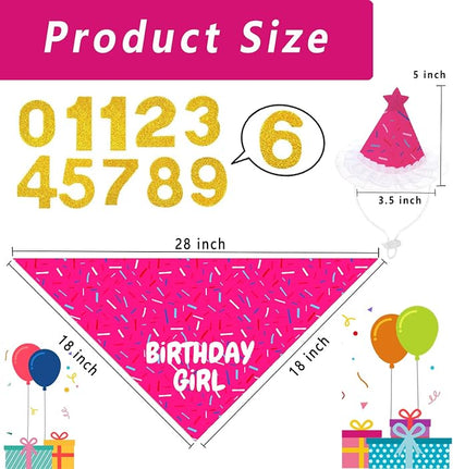 Dog Birthday Bandana Set, Rose Pink Birthday Girl Decorations, HBD Party - Image 4