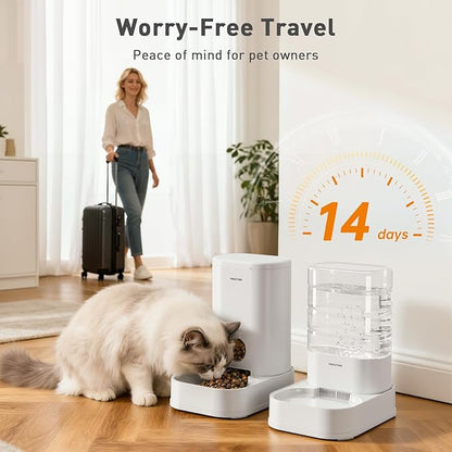 PAWGETHER® 2 Pack Gravity Cat Feeder and Water Dispenser 1 Gallon/3.5L - Image 3