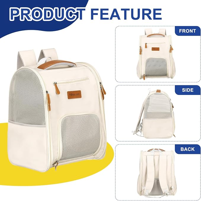 Pet Backpack Carrier, Portable and Ventilated, Oxford Cloth, Dogs Cats and - Image 4