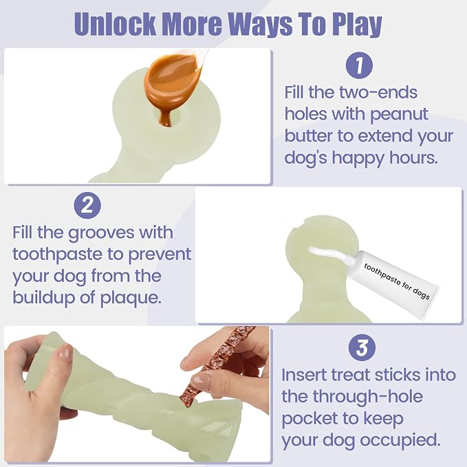 Glow in The Dark Dog Chew Toy, Rubber Dog Toys to Keep Them Busy, Interactive - Image 4
