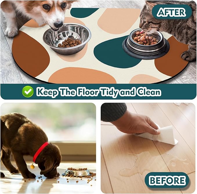 Dog Feeding Mat 24''x16'', Absorbent Pet Food Mat, No Stains Quick Dry Pet - Image 5