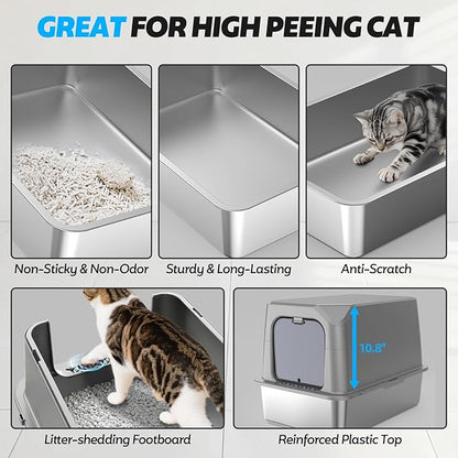 Enclosed Stainless Steel Cat Litter Box - Image 3