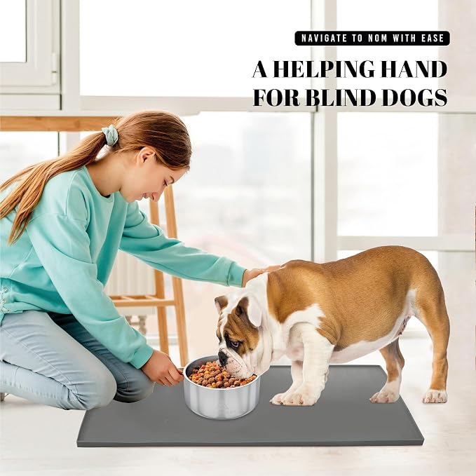AVERYDAY 100% Waterproof Thicker Silicone Dog Food Mat, 0.63'' Raised Edge Bowl - Image 7