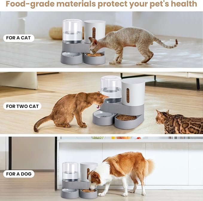 2 Pack Automatic Cat Feeder Stainless Steel Water Dispenser Gravity Food Feeder - Image 6