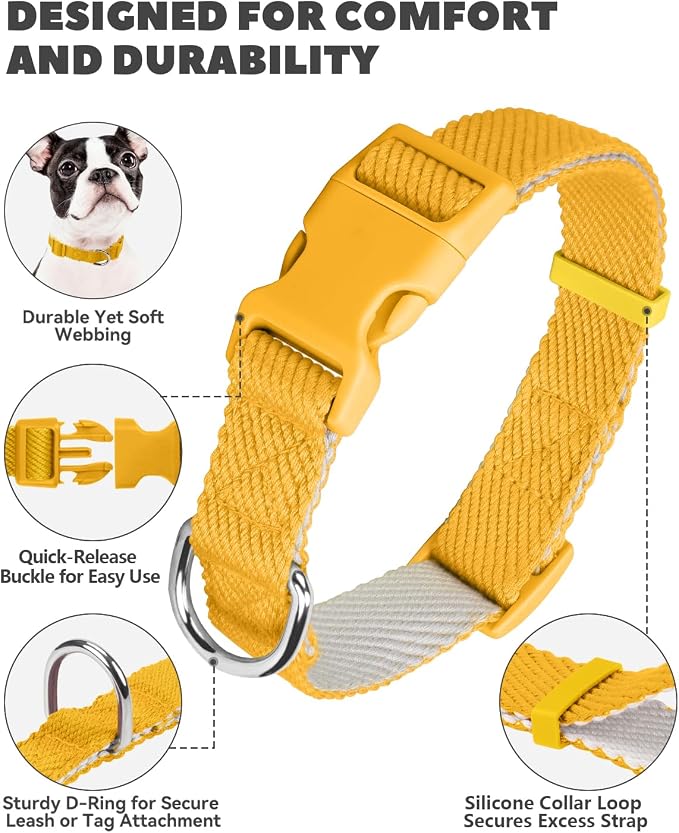 Dynmeow Soft and Breathable Cotton Dog Collar, Durable Adjustable Heavy-Duty - Image 2