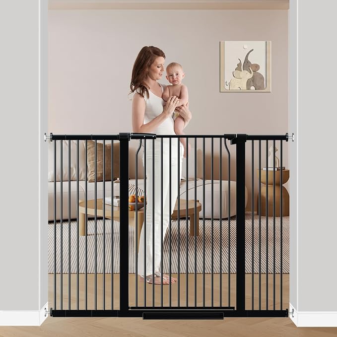 40.5" Extra Tall Baby Gate for Stairs, 40.5"-54.7" Extra Wide Large Dog Pet by FlowerFrail
