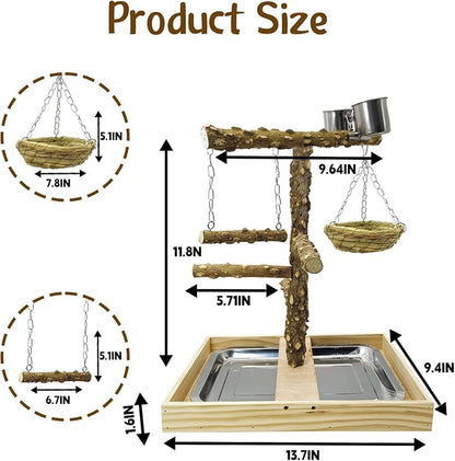 Tfwadmx Bird Perch Natural Wood Stand Toy Parrot Play Stand Platform and - Image 3