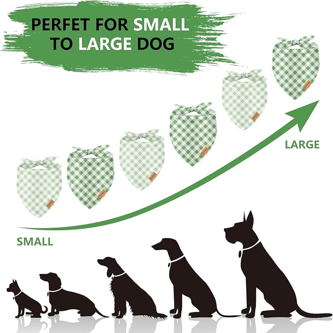 2Pcs Dog Bandanas Sage Green Plaid Triangle Pet Scarf Adjustable Puppy - Image 3