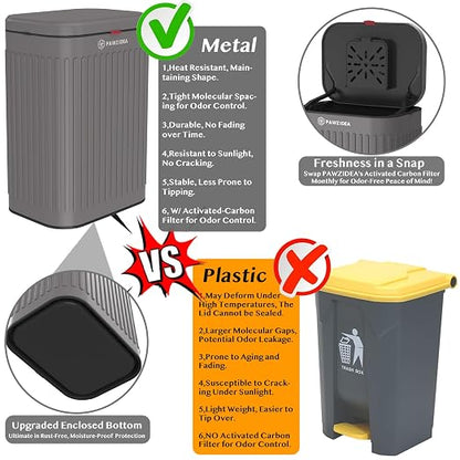 PAWZIDEA Dog Poop Trash Can Outside Wall Mount Odor Control, 2.1 Gallon Small - Image 7
