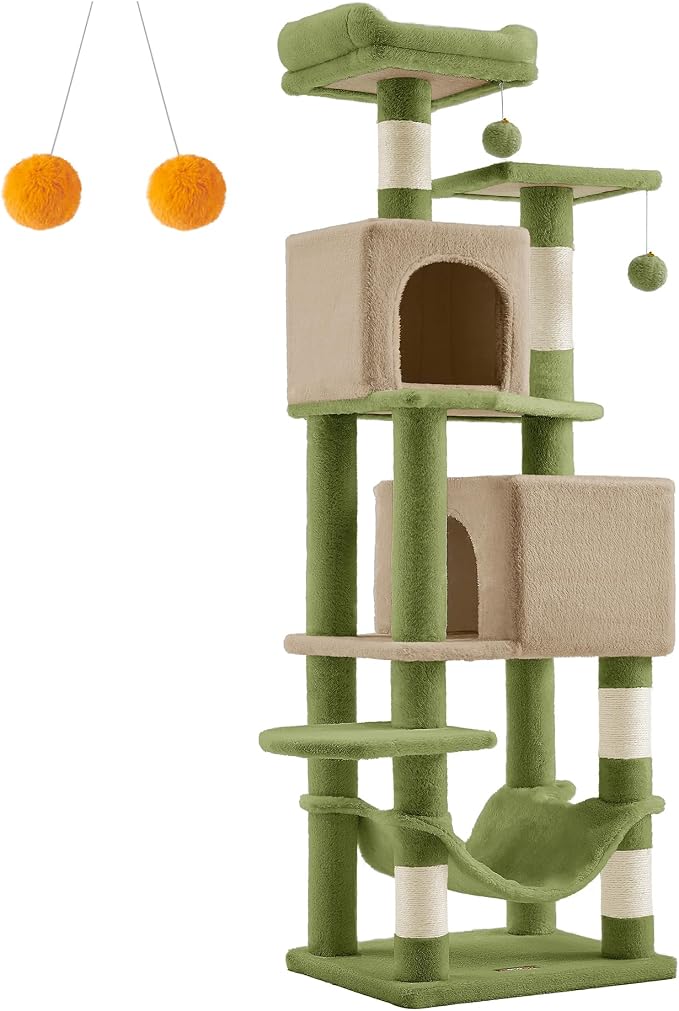 Feandrea Cat Tree, 59.5-Inch Tall Cat Tower, Plush Multi-Level Condo - Image 4
