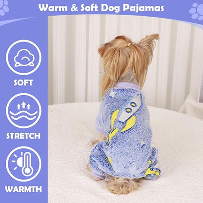 Fleece Pajamas for Small Dogs, Puppy Clothes, Soft & Stretchy Dog Onesies - Image 2