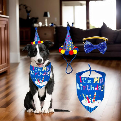 Pet Birthday Party Set, Dogs Bandana and Dog Birthday Hat - Image 8
