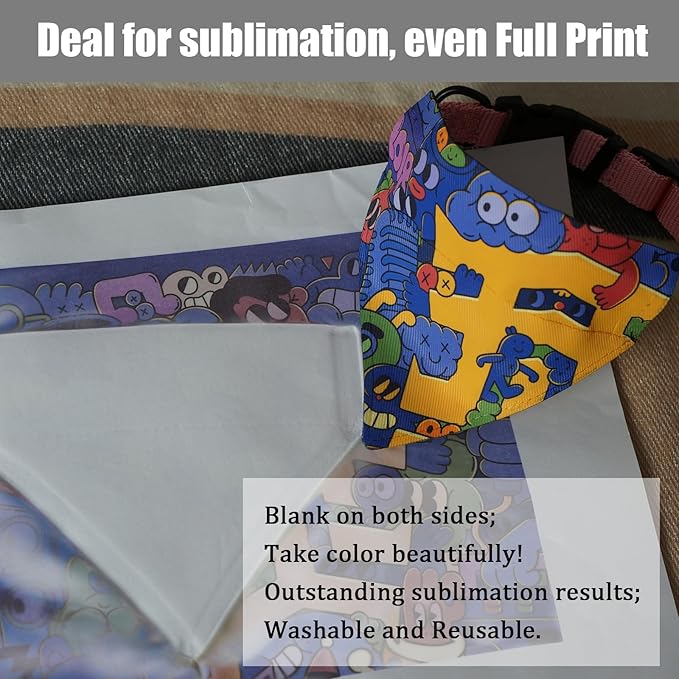 8 Packs Sublimation Blank Dog Bandana Over Collar, Pet Collar Slip-On Bandana - Image 5