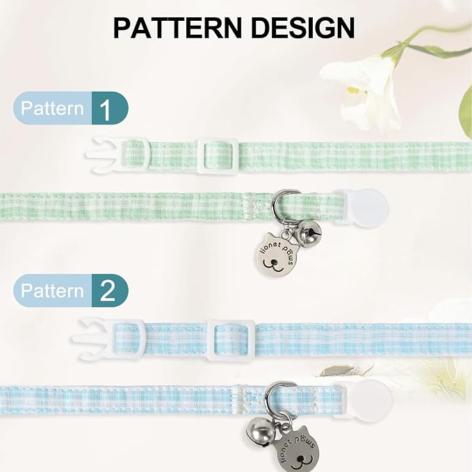 Lionet Paws 2pcs Pack Cotton Cat Collar, Breakaway Buckle - Image 2