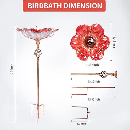 MUMTOP 31 Inch Height Glass Birdbath Birdfeeder - Image 4