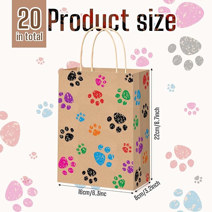 Blulu 20 Pcs Puppy Dog Paw Gift Bags - Image 3