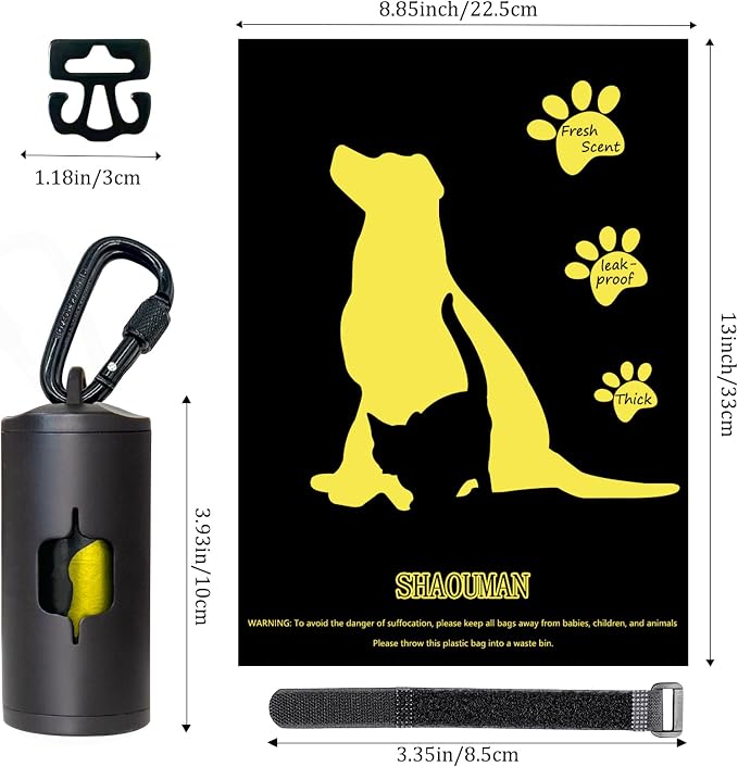 Metal Dog Poop Bag Holder 2-Pack w/Leash Clip|Durable Scratch-Resistant - Image 4