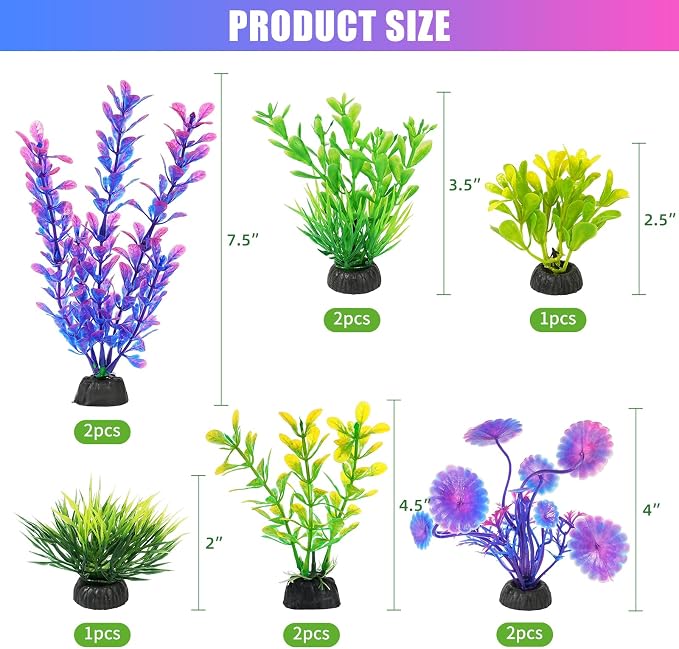 AQUANEAT Artificial Fish Tank Plants, Plastic Aquarium Decorations - Image 2