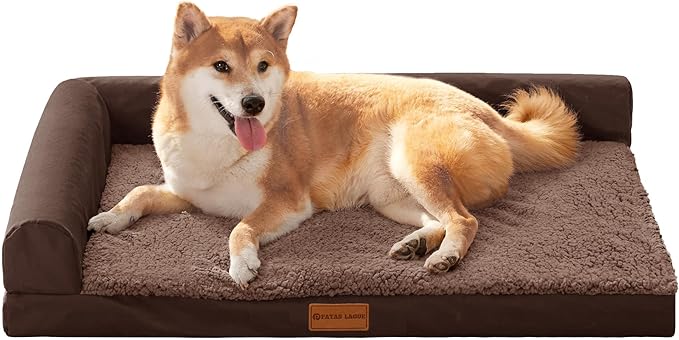 Patas Lague Orthopedic Dog Bed Medium Size Dog 30''X20'', Waterproof L Bolster by PatasLague