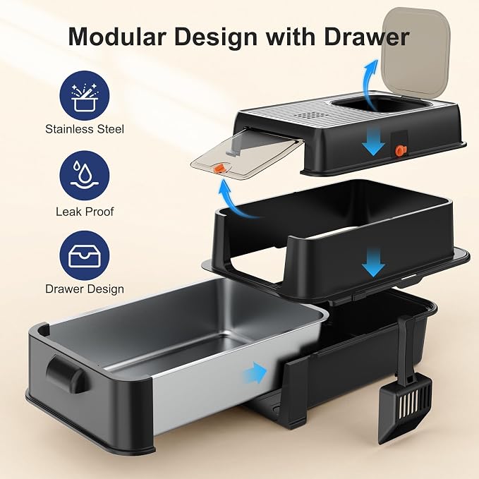 FURTIME Stainless Steel Litter Box - Image 8
