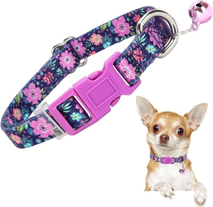Floral Small Dog Collar with Bell by ONEFOJOJO